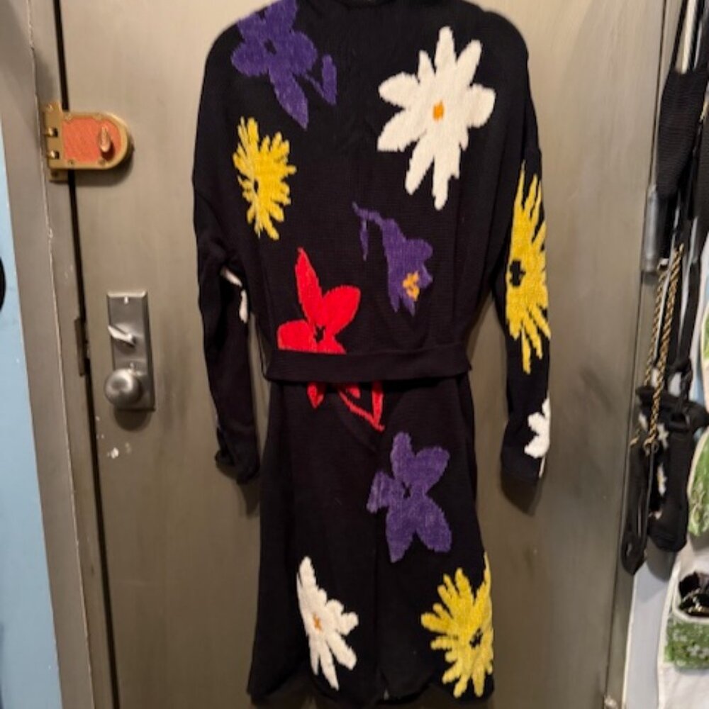 Retro Boho Longline Floral Chenille Sweater Cardigan / Coat - XS /Small - NWOT - Picture 11 of 16